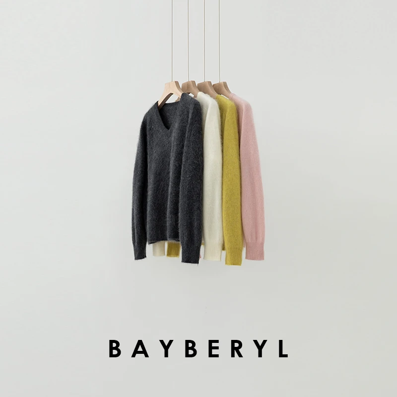 Z6-BAYBERYL老贝棉花糖*V领拉绒柔肤25春针织衫ZZS4L1002-12/29