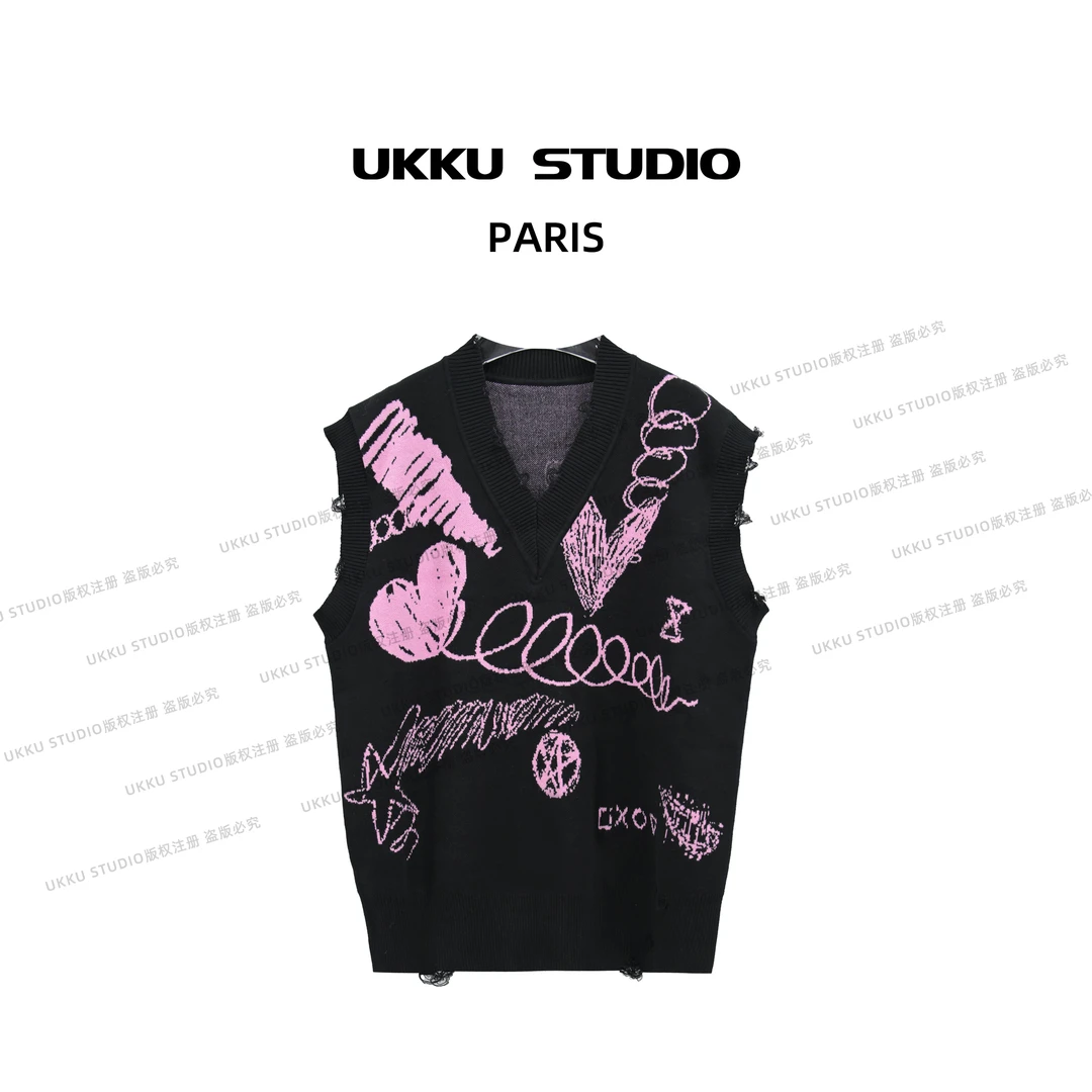 小尧【UKKUSTUDIO】百搭时尚轻奢秋冬潮流无袖马甲毛衣213076