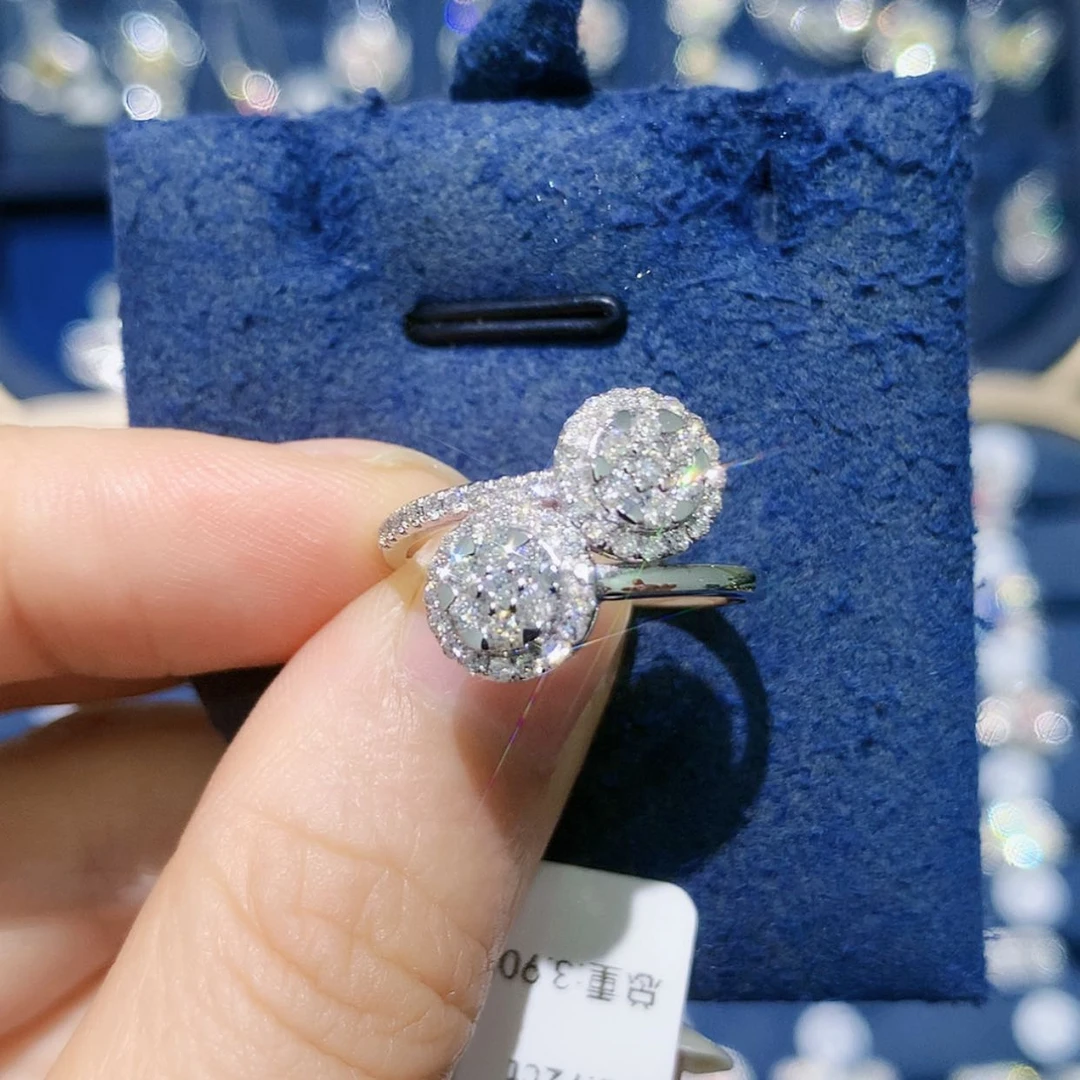 【闪购商品】铂Pt850镶嵌戒托钻石圆形戒指