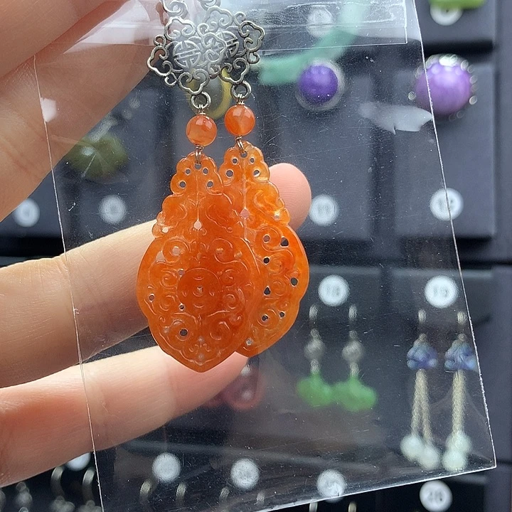 翡翠耳饰银S925镶嵌荣***35555