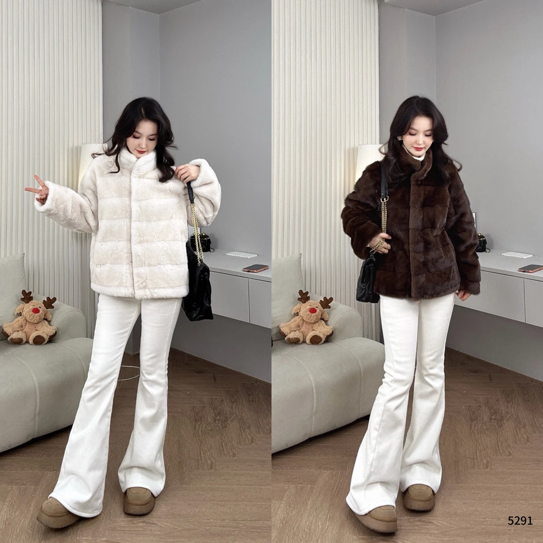 横排短款立领常规立领女中长款环保毛皮草外套简约大气YF5291