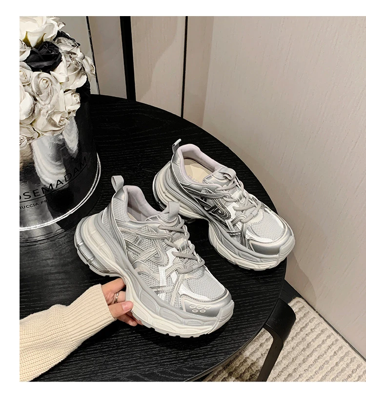 小码女鞋32-34码春夏新款厚底增高透气老爹鞋休闲复古网红运动鞋