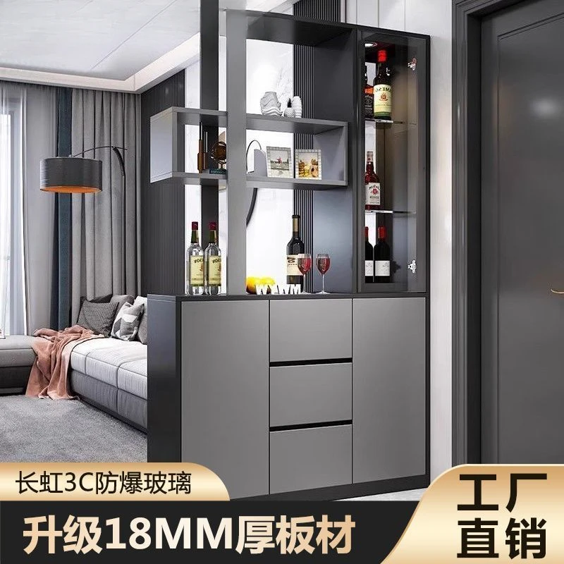 实木玄关柜客厅隔断柜轻奢现代简约进门入户正对门屏风柜鞋柜一体