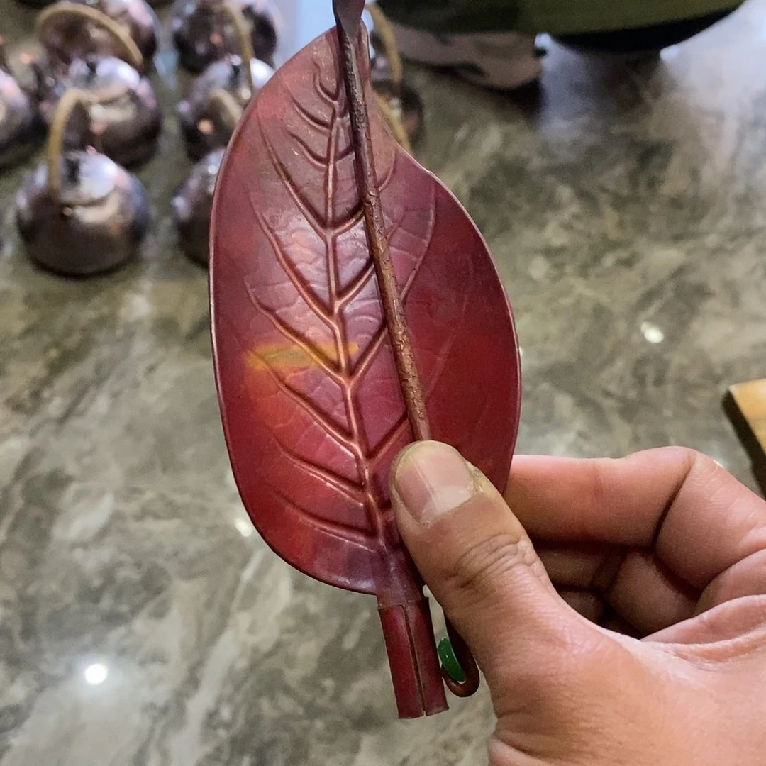 手工锻打工艺树叶茶则