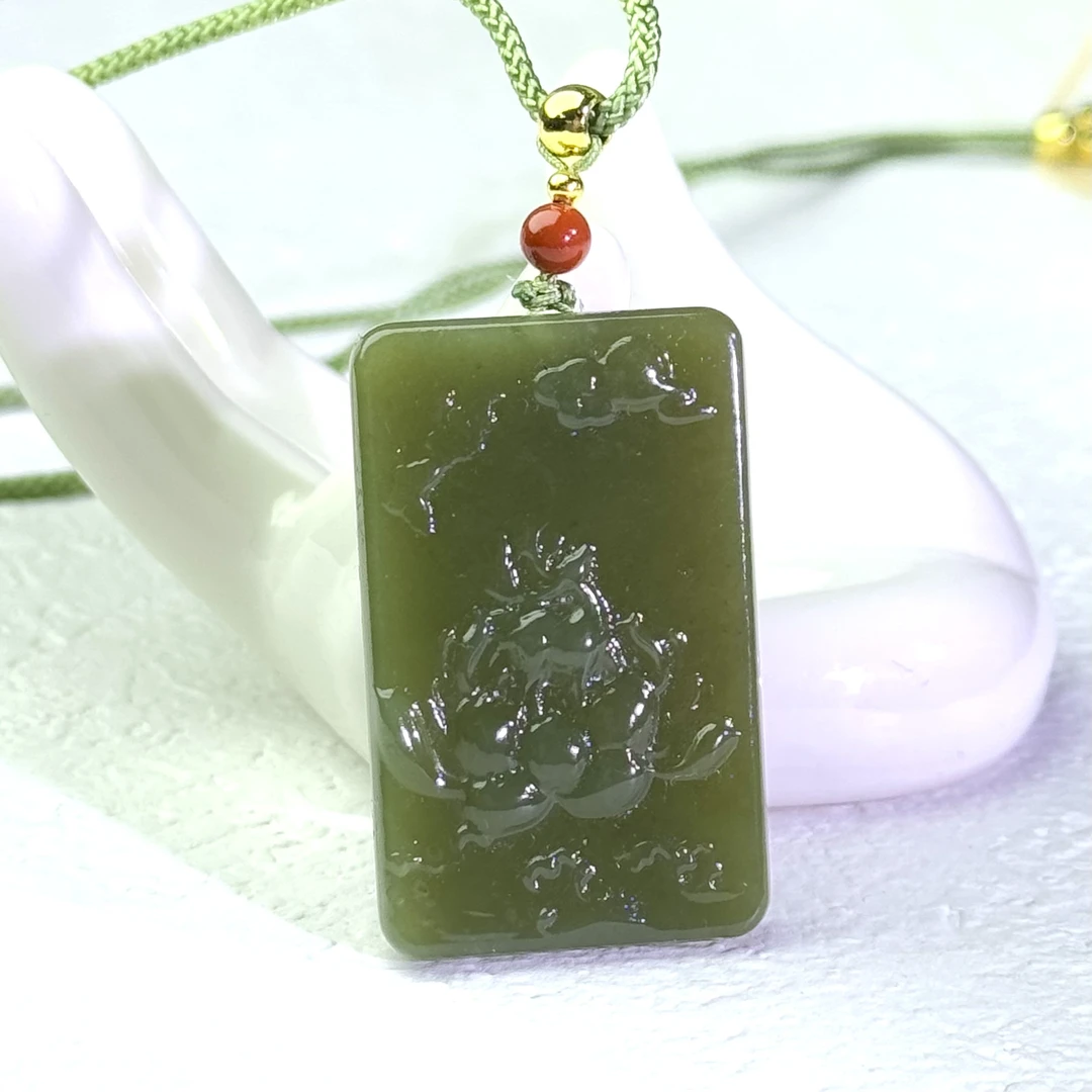 【然然家】天然和田玉黄口料一路生花无事牌吊坠