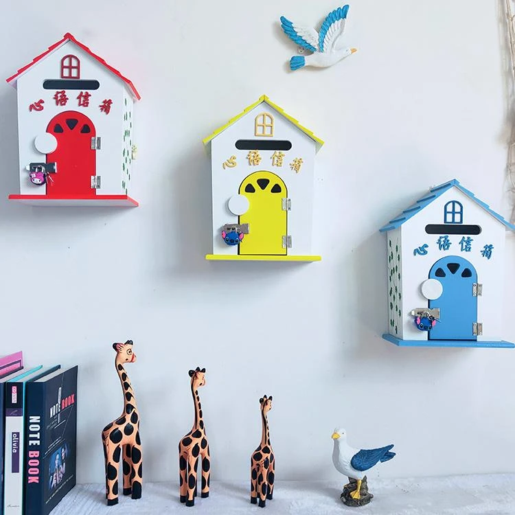 田园风格家居壁饰木制邮箱学校幼儿园信箱意见箱信报箱屋型收纳箱