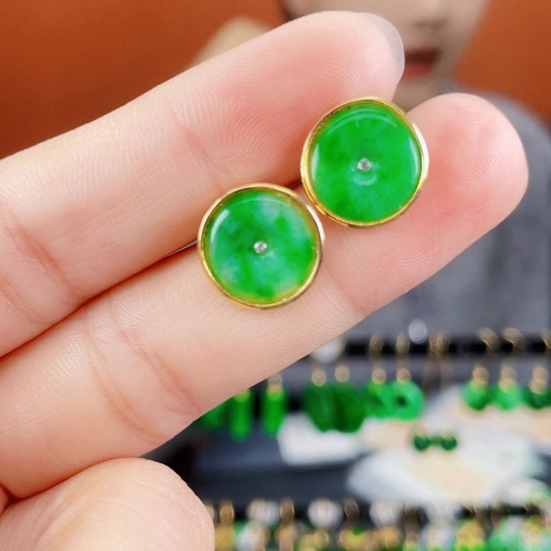 翡翠银S925镶嵌耳饰