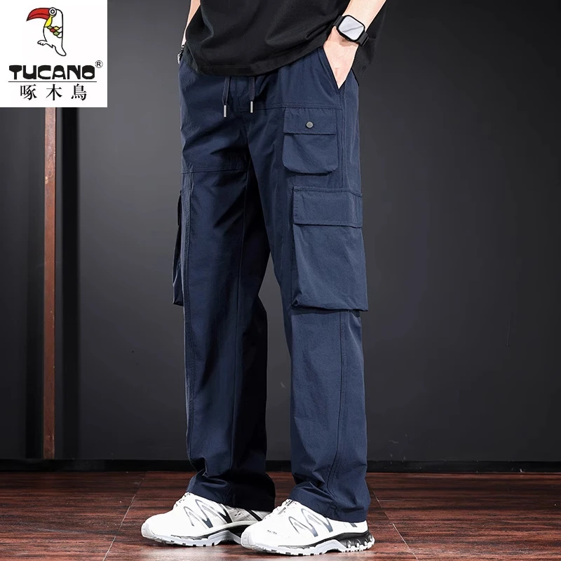 潮牌美式户外机能工装裤子男士春夏季新款高端冰丝速干薄款休闲裤