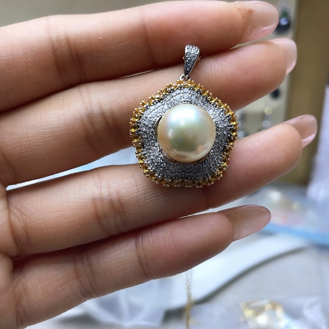 海水珍珠颈饰银S925镶嵌