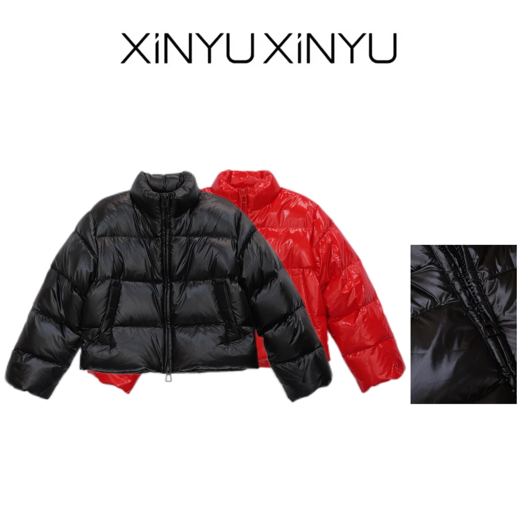 XINYU/芯与90白鹅绒亮面立领羽绒服 41282 秋冬 短款 时尚 保暖
