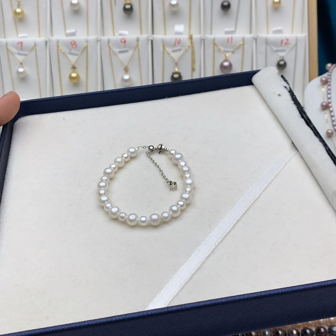 银S925镶嵌手绳淡水珍珠