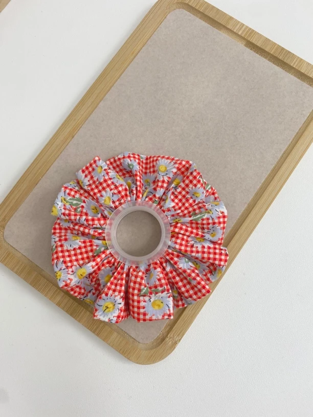 红格雏菊大肠发圈日韩甜美系 原创设计头饰发绳