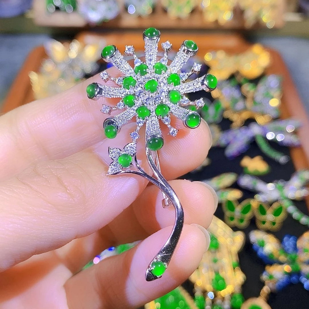 吊坠(不含链)银S925镶嵌翡翠