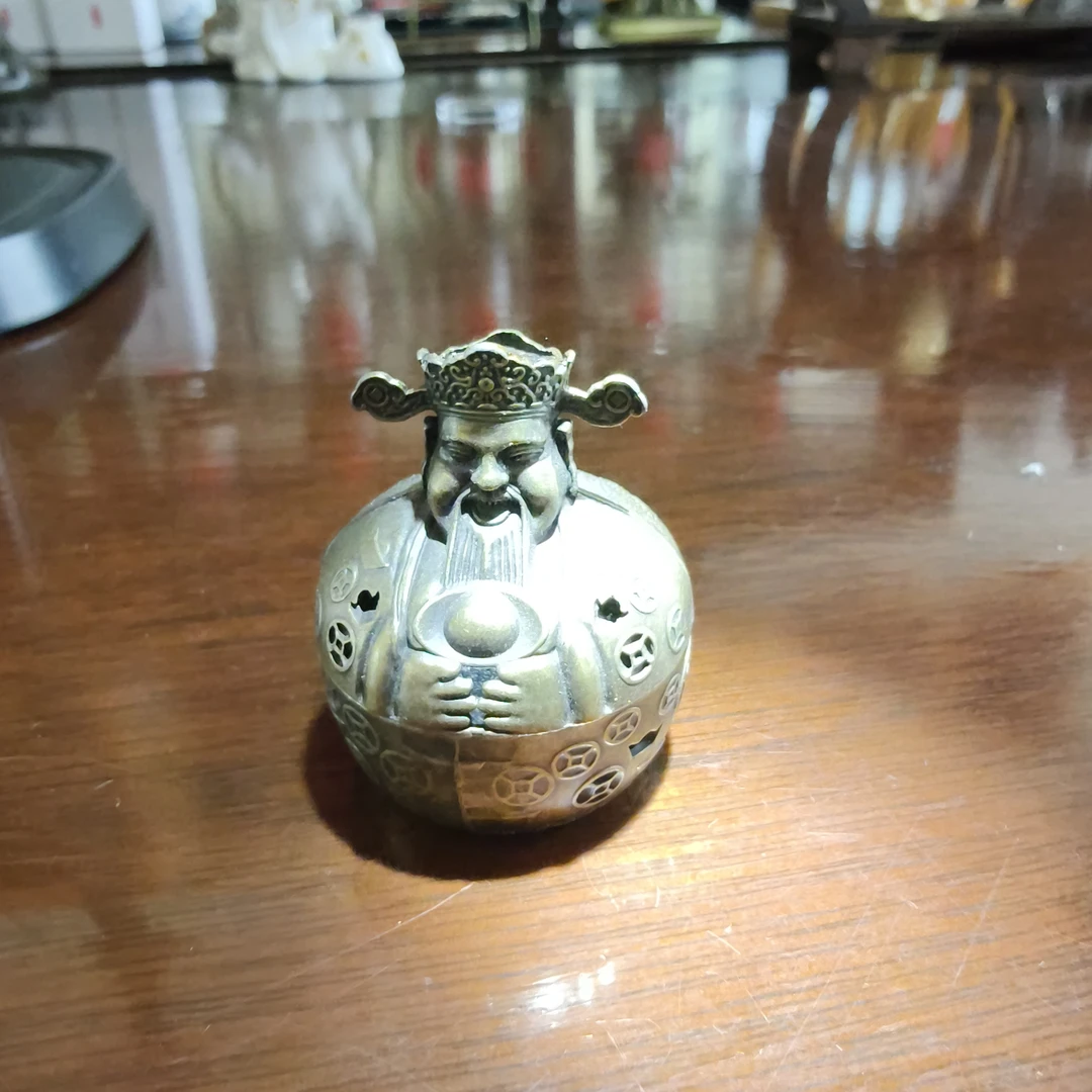 迷你金属财神爷招财进宝家用室内香薰香插摆件