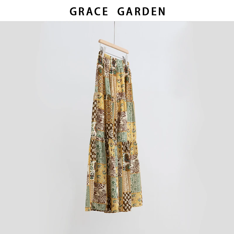 GRACE GARDEN【波米裙！】复古民族风印花半裙YQ5E2316