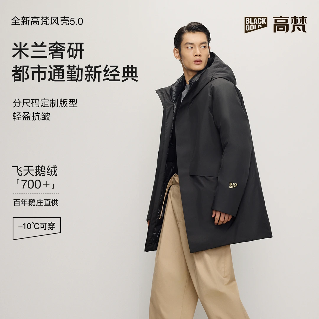 高梵黑金六分风壳5.0男士轻薄短款羽绒服高级感外套男士商务保暖