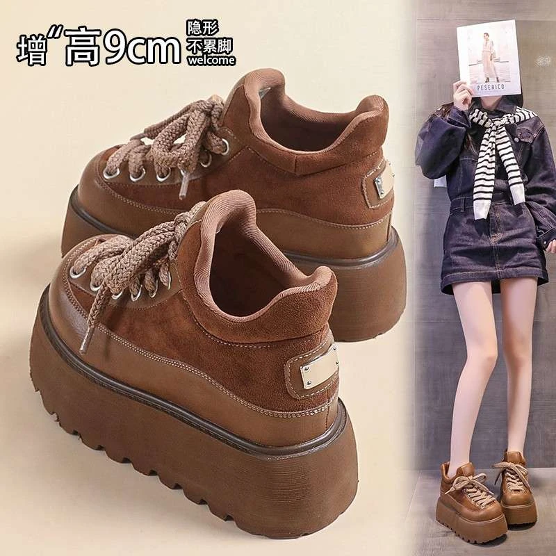 【万达撤柜】9cm松糕勃肯鞋女2025秋冬新款百搭时尚增高厚底小个