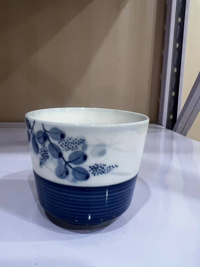 岛国青花手工主人杯压手茶杯蓝色陶瓷手绘白瓷柴窑釉下彩手捏