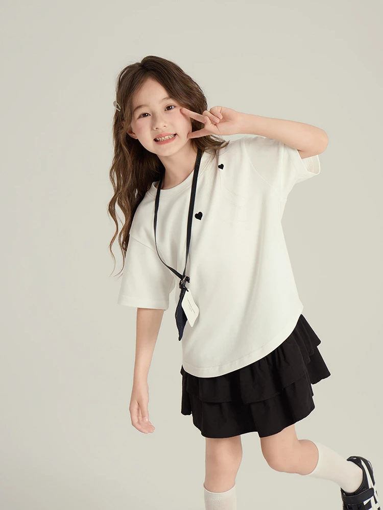 【现货已开价】儿童百搭休闲女童爱心短袖25C074