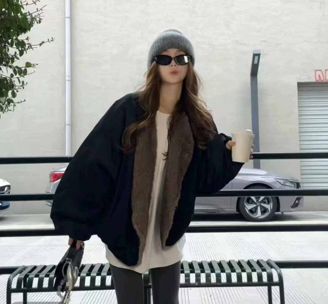 三色云朵）重磅双面穿人造小湖羊欧貂绒毛毛外套~