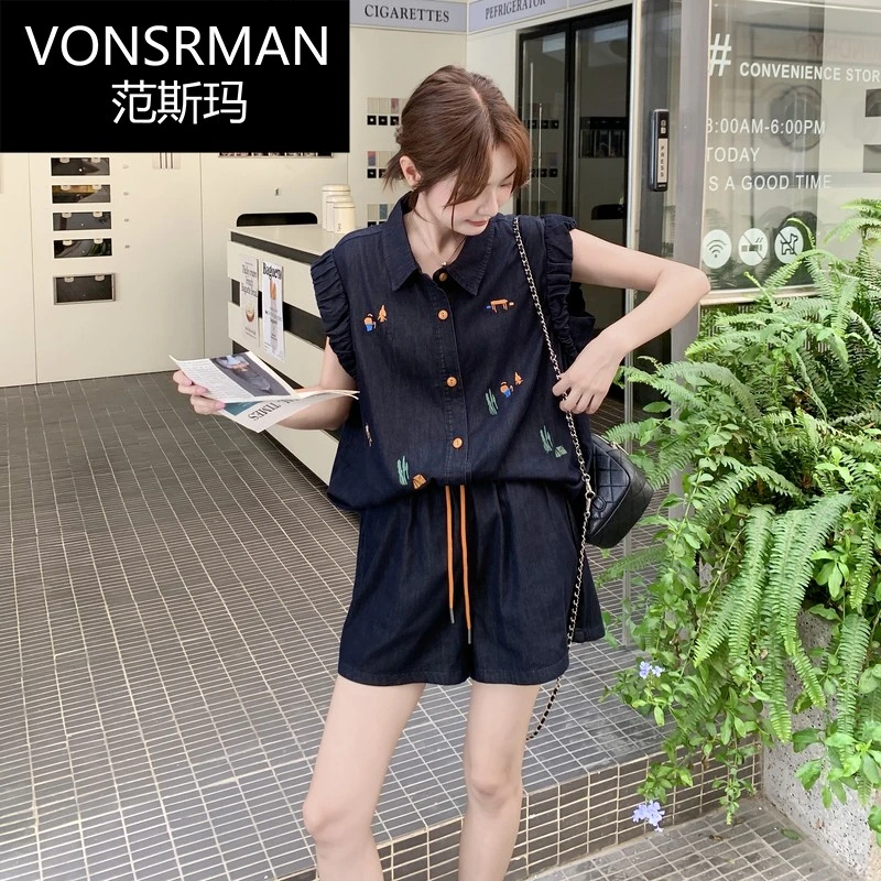 韩版时髦洋派抽绳格纹衬衫套装女2025夏季新款显瘦小个子三件套女