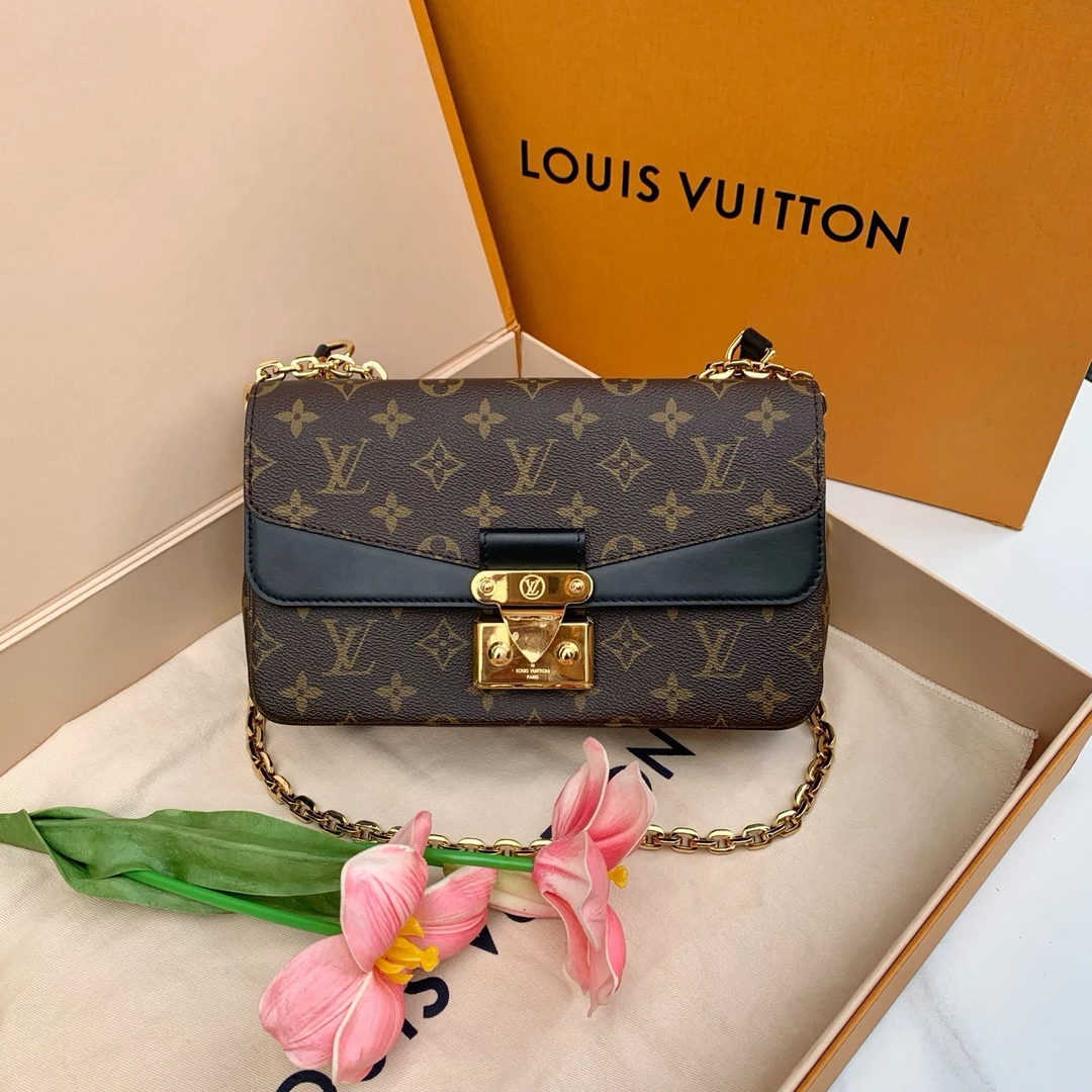 99新 LV LV 老花拼黑 马尔索 芯片款 99新/7141