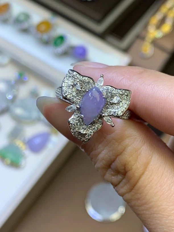 水滴戒指2.10天然A货翡翠