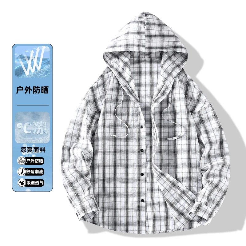 夏季户外男士连帽防晒服港风潮流青少年百搭学生宽松薄款夹克外套