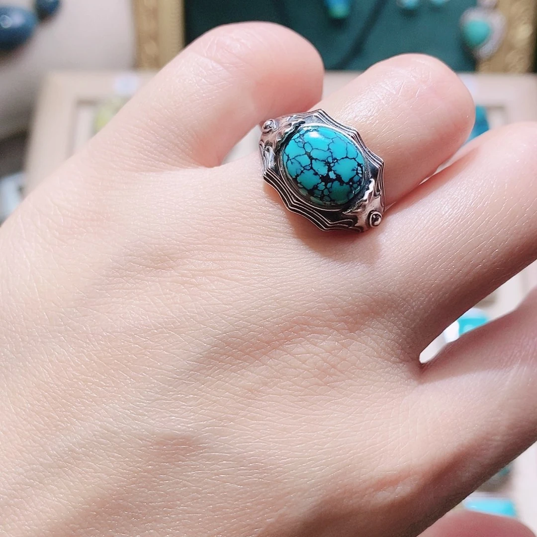 绿松石银S925镶嵌挂件