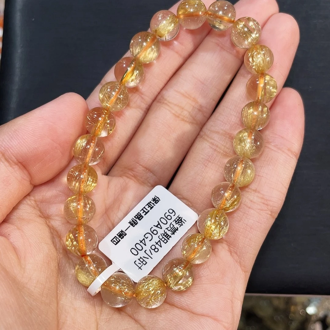 未镶嵌发晶手链高透发晶8mm