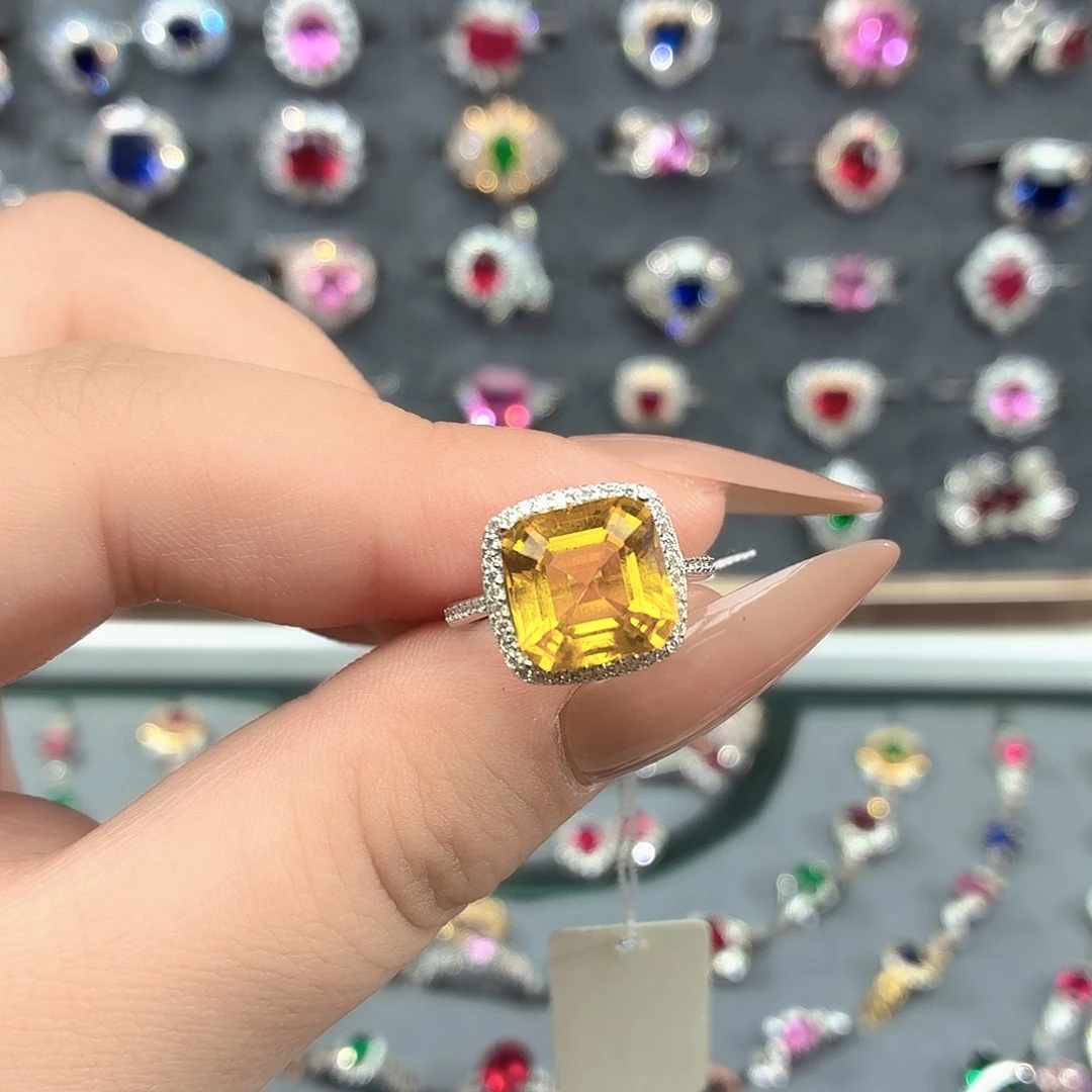 925银培育黄水晶色宝石