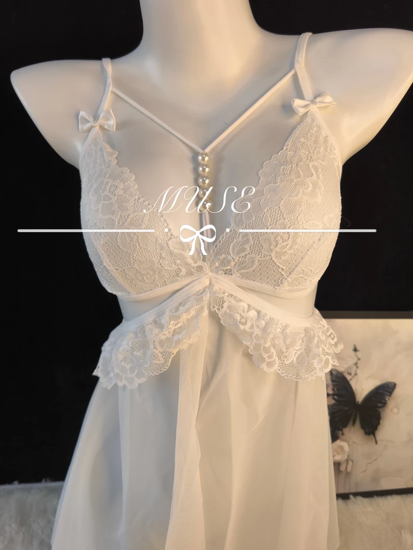 MUSE暮涩186小胸夏季美背蕾丝居家吊带裙纯欲套装2152家居服显瘦