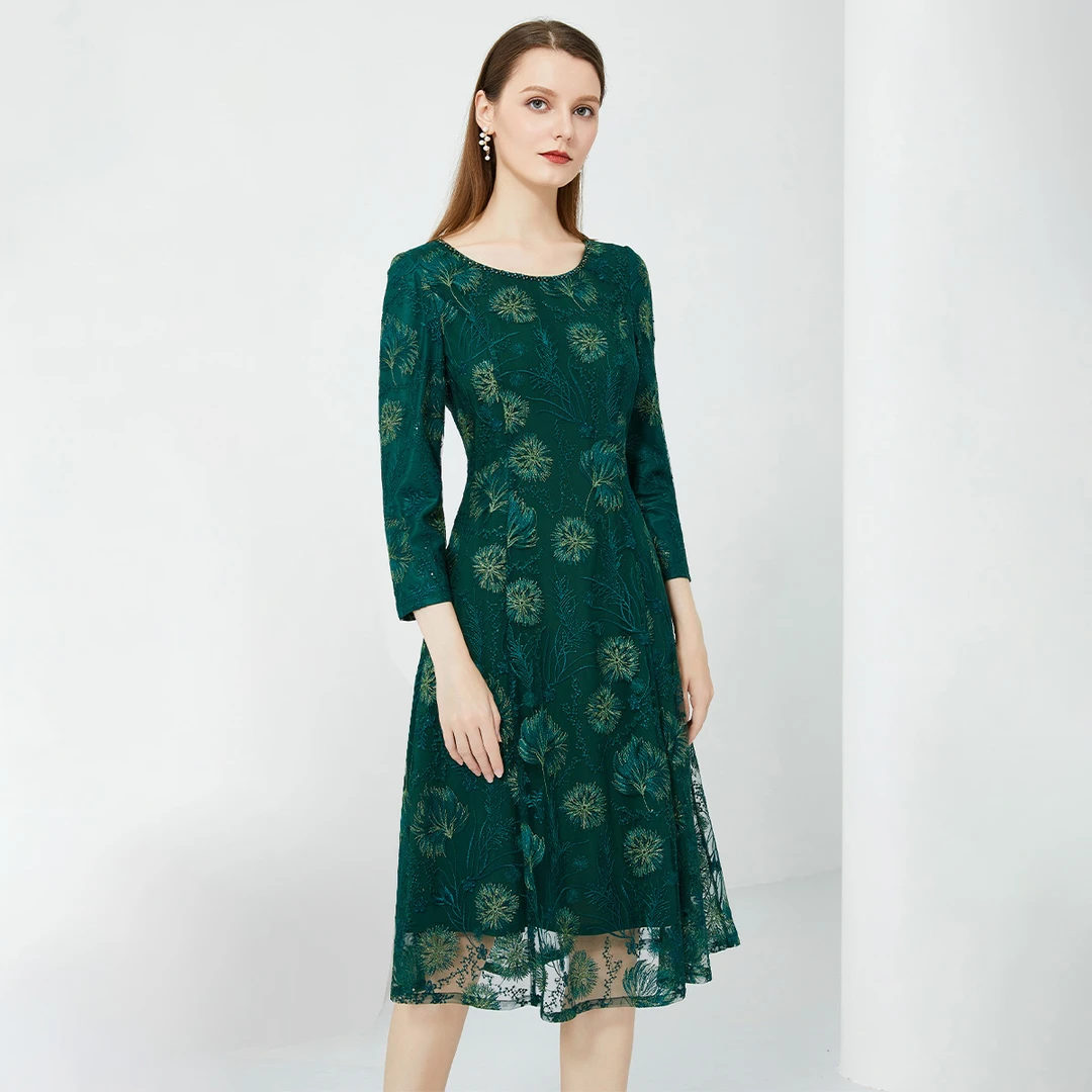 【福利专属】马天奴复古常规显瘦印花连衣裙VHA936DRX0