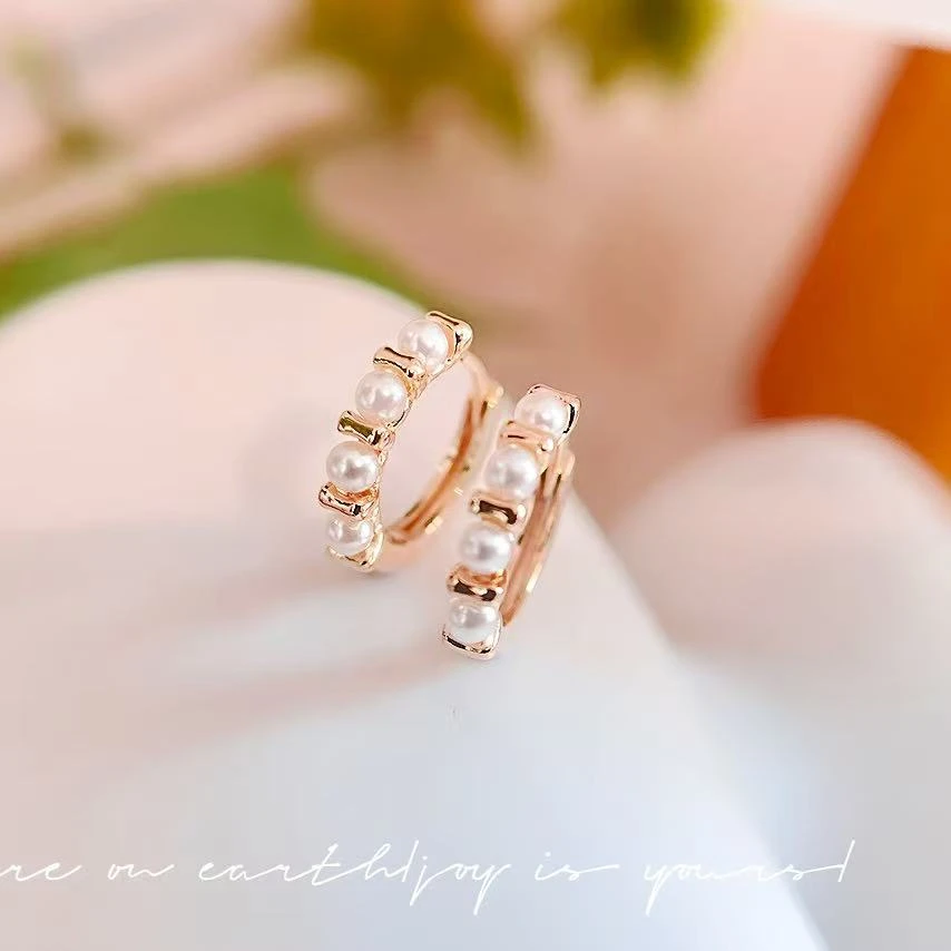 铜合金仿珍珠耳饰 a129 a130精致小巧珠珠U型小耳扣简约百搭14650