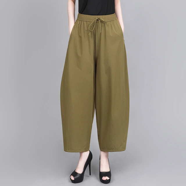 2025夏季新款速干冰丝气球裤薄款裤子宽松显瘦休闲女裤九分灯笼裤