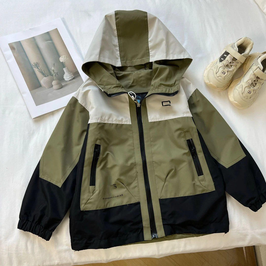 柳柳定制 男童秋季新款2816女童韩版童装中大童韩版连帽冲锋衣