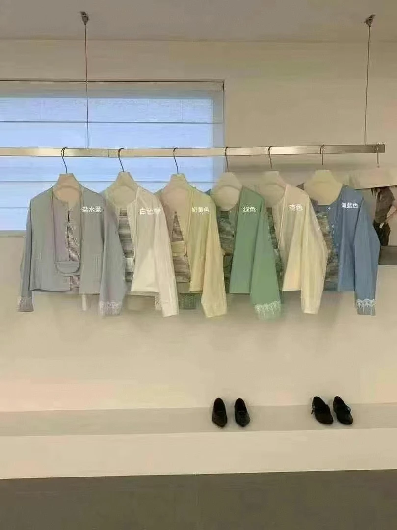 Datou 圆领蕾丝袖宽松韩系上衣三件套2591