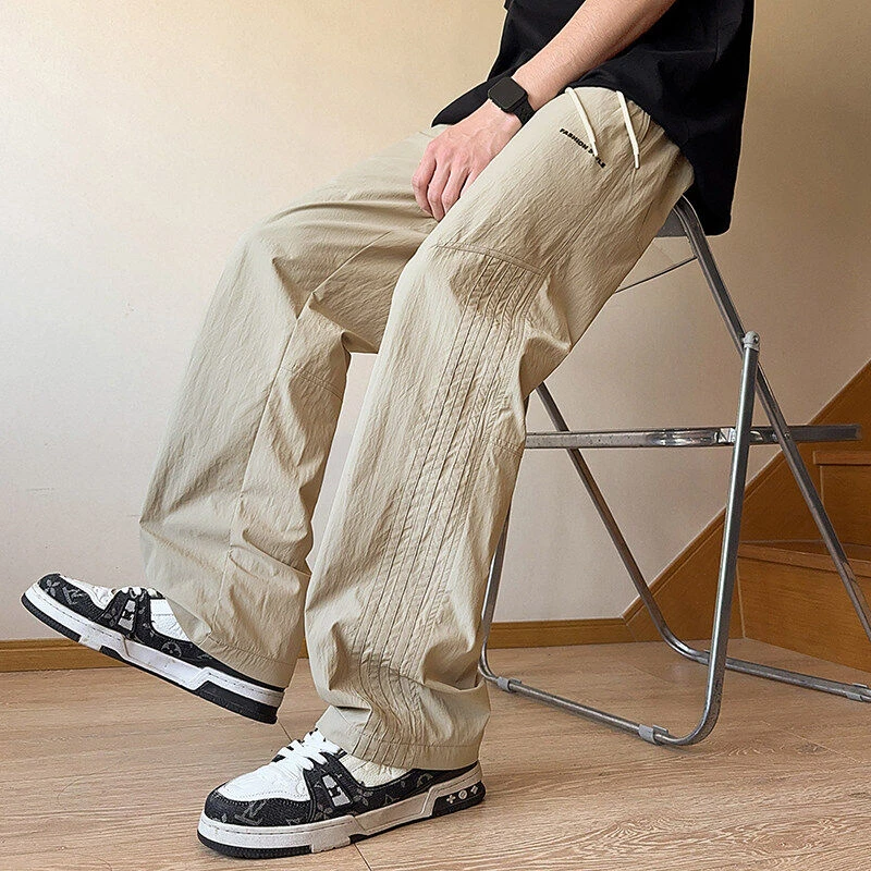 春夏季三防冰丝休闲裤毛巾底户外面料男士直筒百搭裤子8208