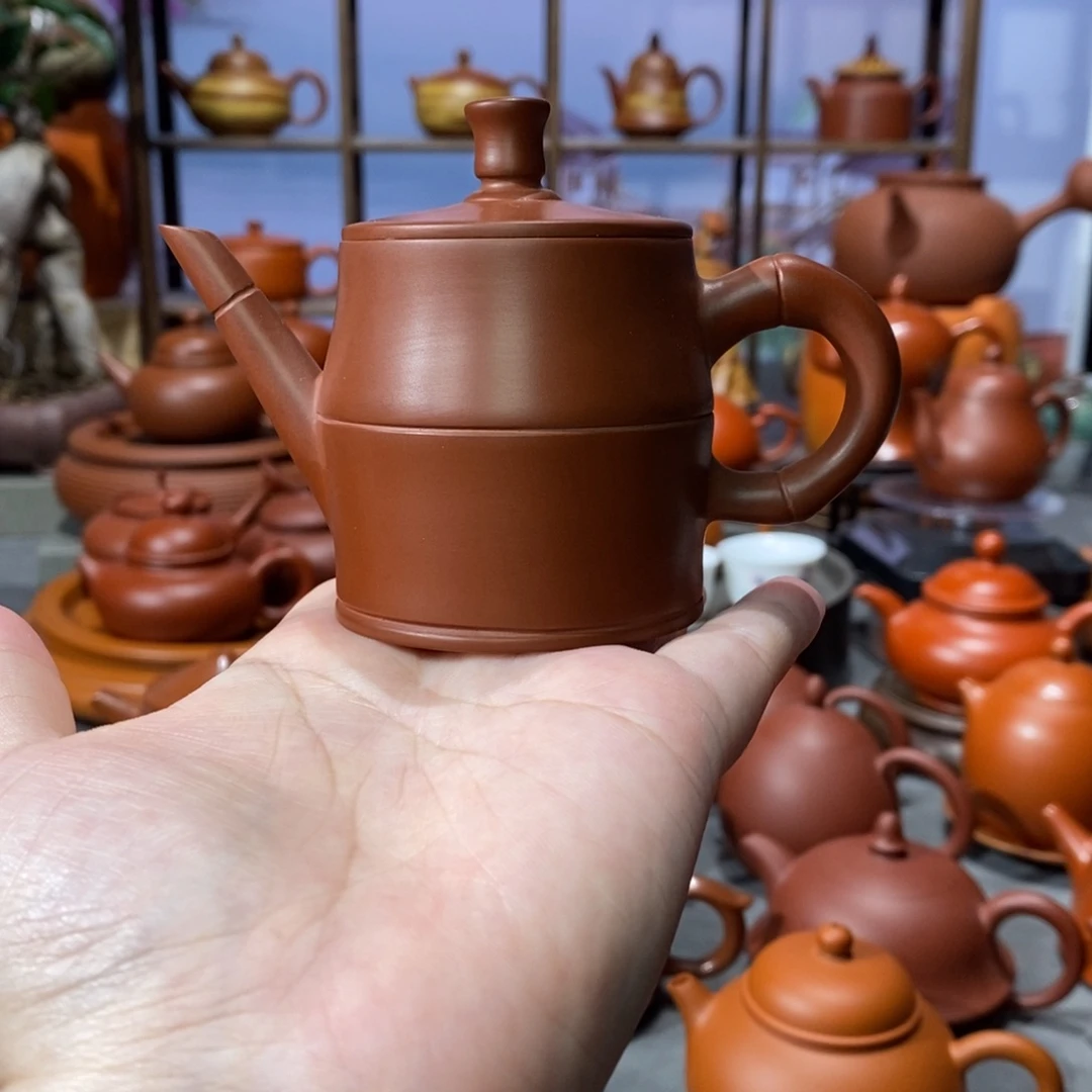 紫砂茶壶章淑煌朱泥竹韵壶90