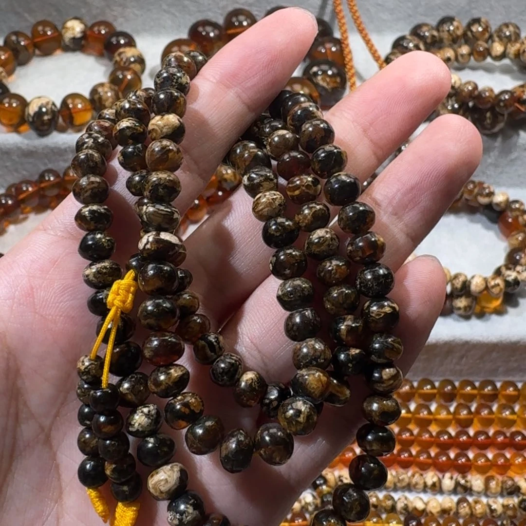 未镶嵌琥珀裸石抚顺琥珀6mm黑花