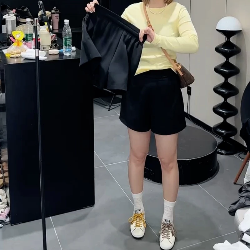 大码美式速干运动短裤女夏季薄款胖mm梨形身材高腰a字阔腿休闲裤