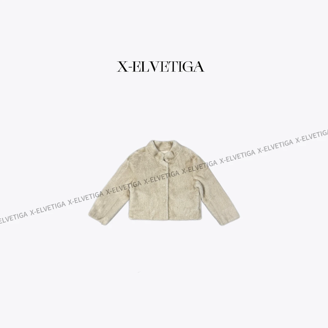 【美子】山茶花外套/高级气质显瘦短版小立领毛毛短外套