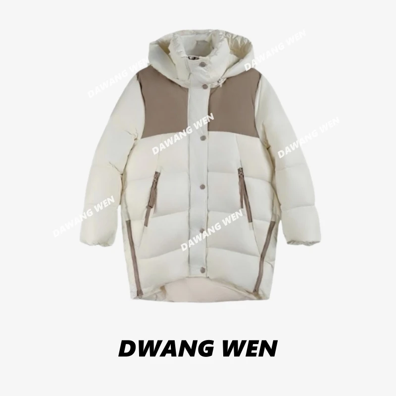 中长款可拆卸拼接连帽羽绒棉服女秋冬保暖衣