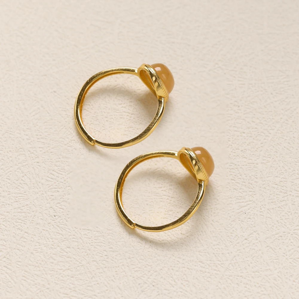 【叭哒不惑】多样性发一， S925银8*6mm青海和田玉开口戒指