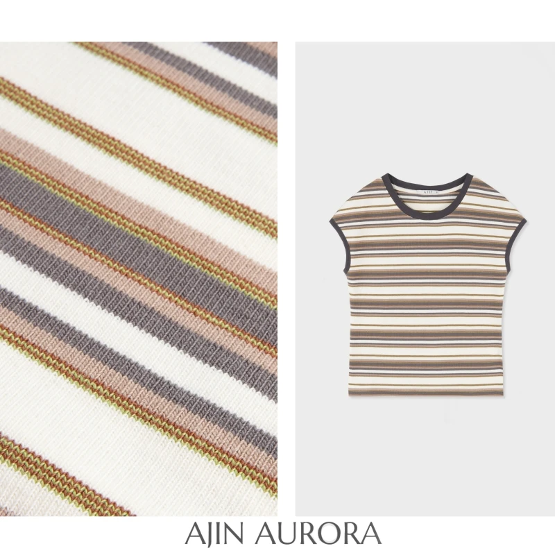 【光线爱恋】夏季小众条纹修身显瘦百搭简约T恤 - A7