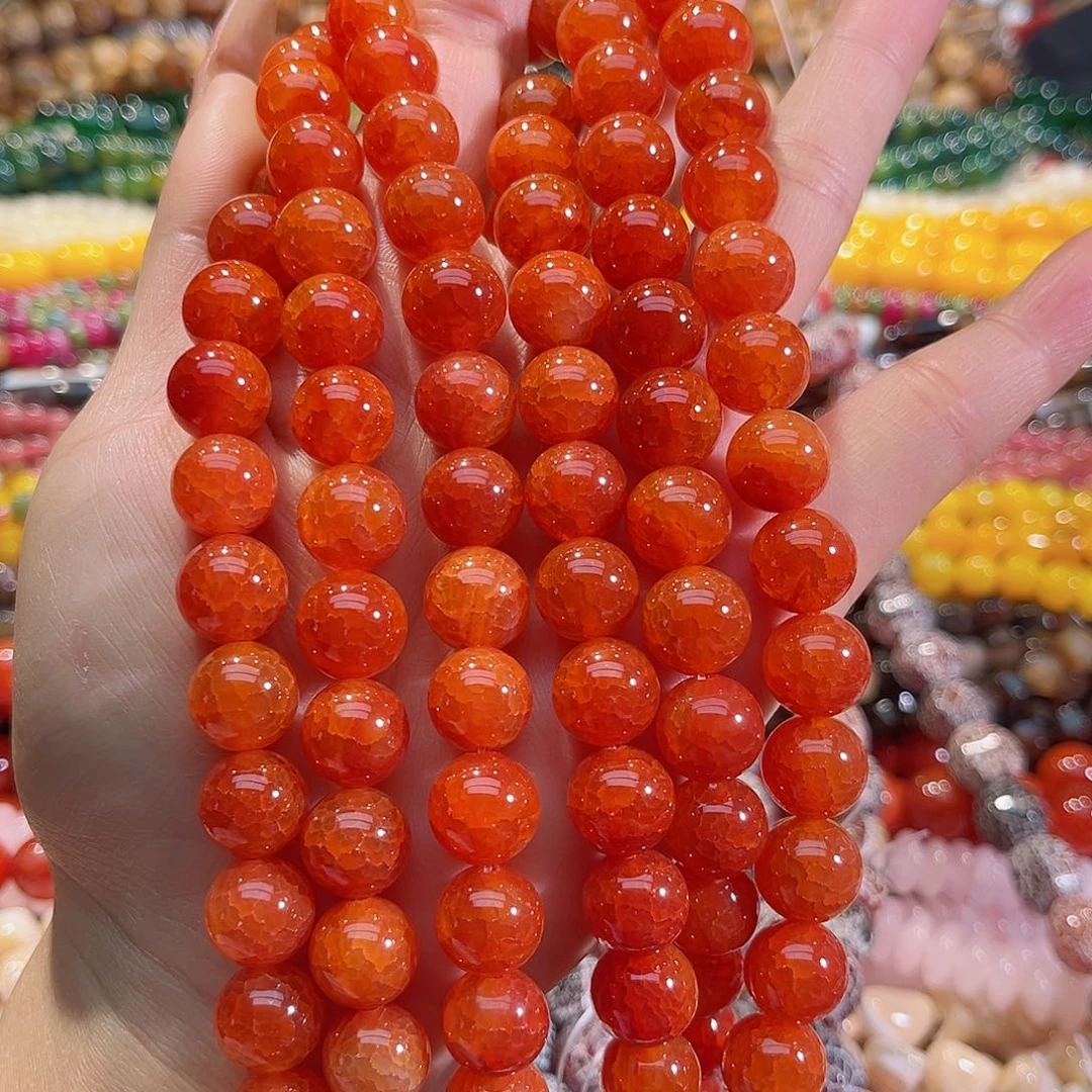 玛瑙/玉髓未镶嵌珠宝半成品12mm红龙鳞玛瑙一条