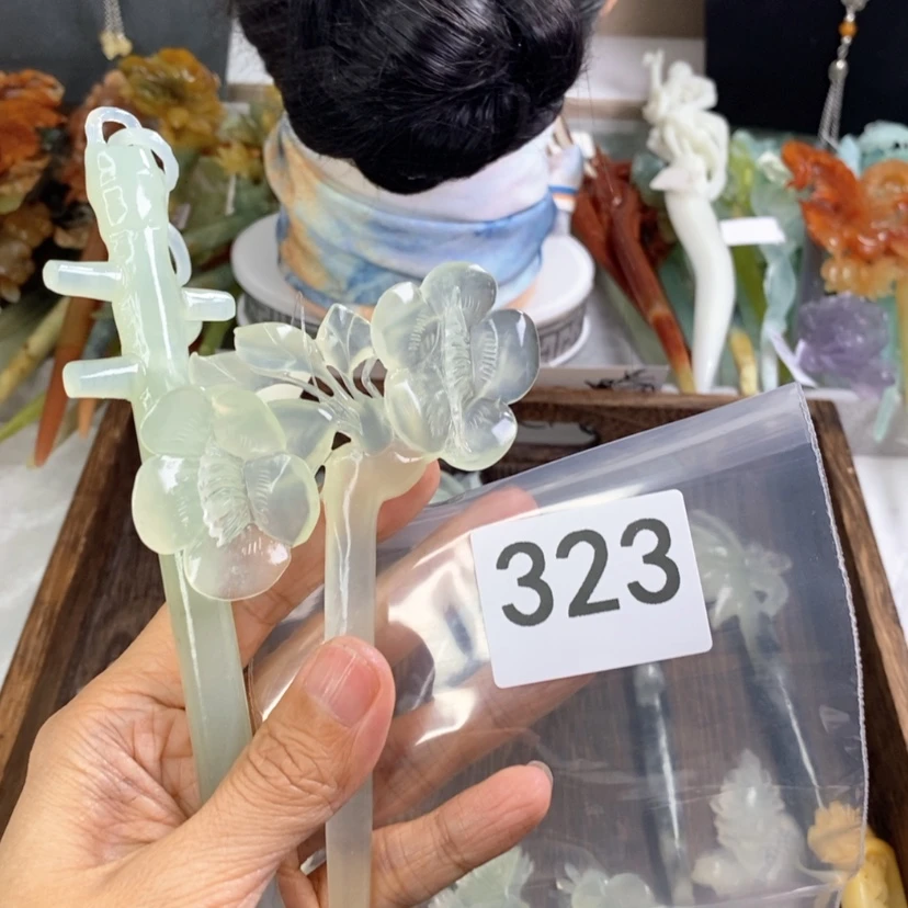 【闪购商品】岫玉发饰未镶嵌A**奶