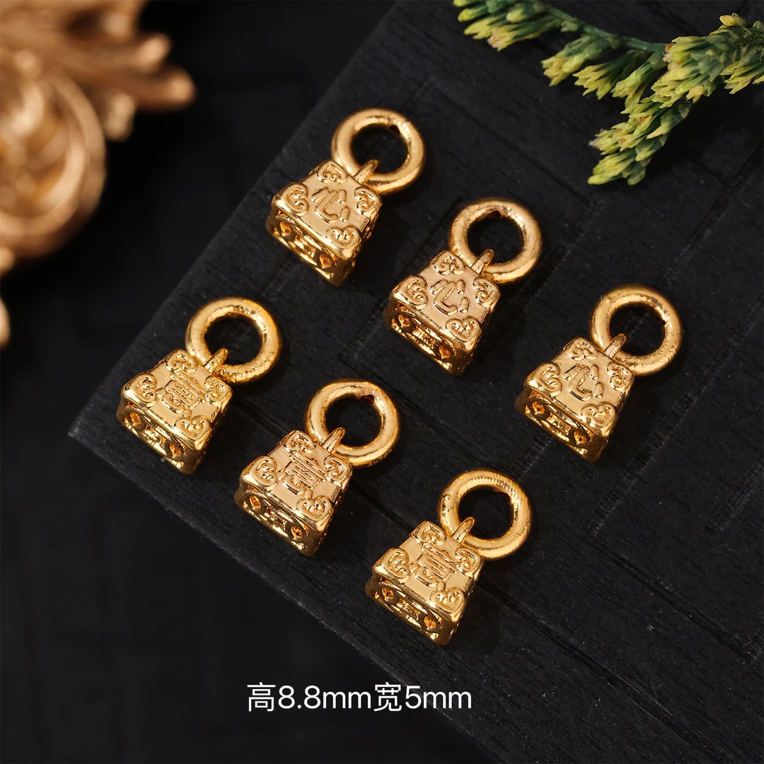 【来福工厂】18k金素金加大号称心如意秤砣提溜挂坠配饰配件