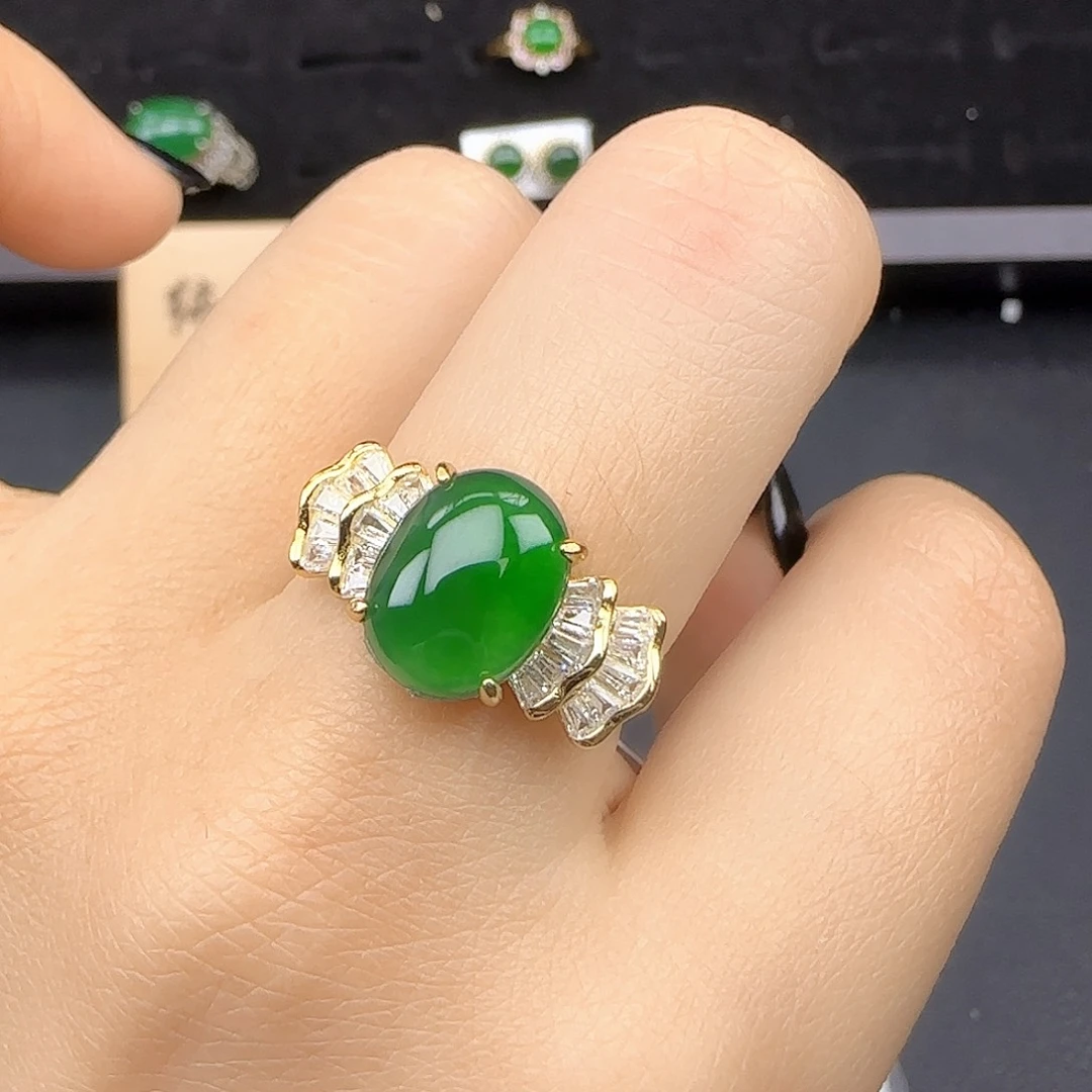 银S925镶嵌戒指翡翠