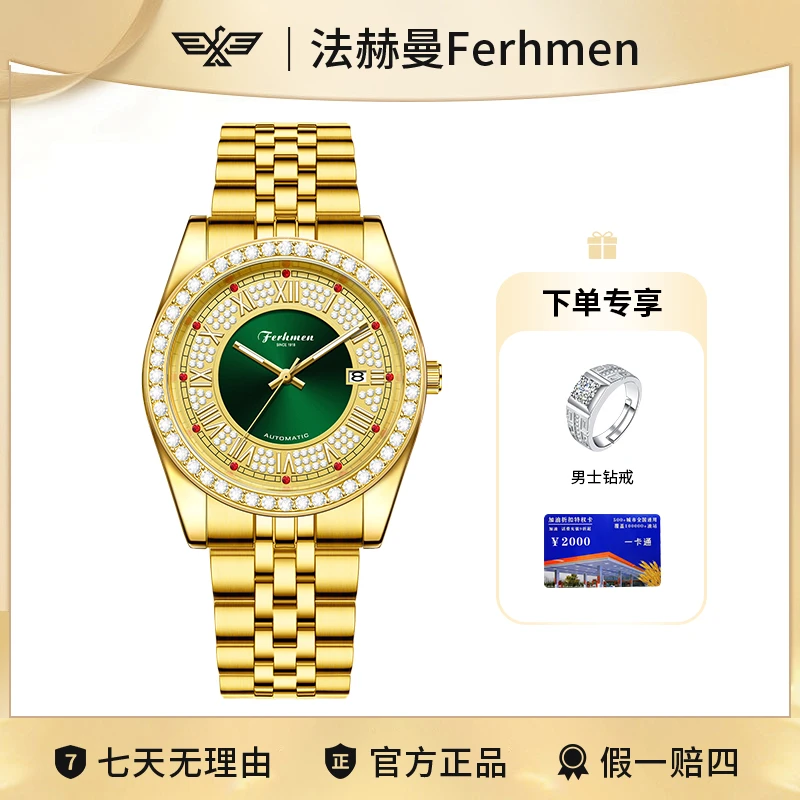 流金系列《日志款》商务夜光全自动男士腕表F8585